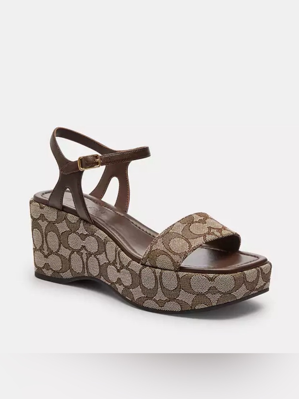 Coach Gale Wedge Sandal In Signature Jacquard 129 CHF NWOB - Picture 2 of 12